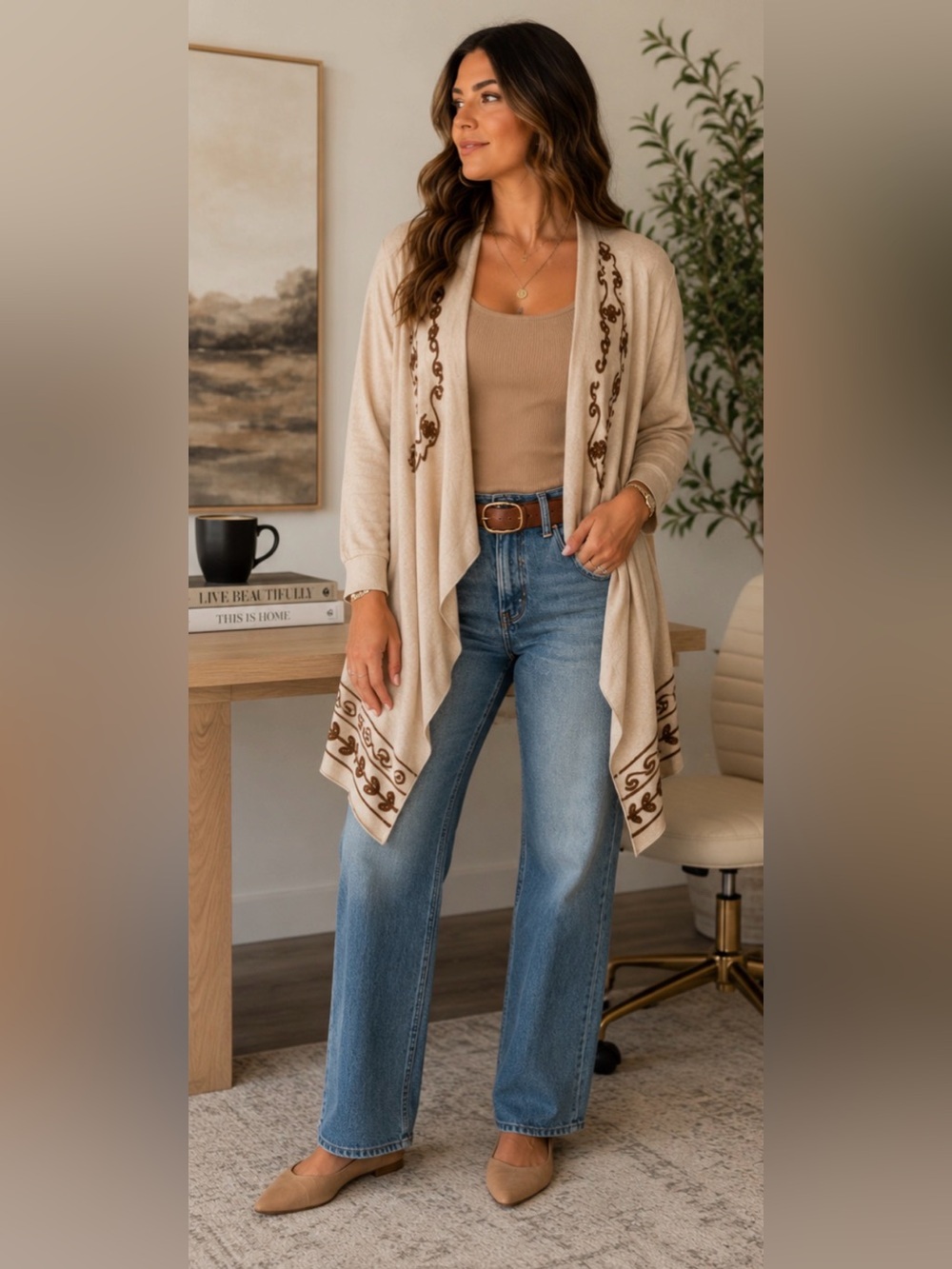 New‼️ Young Threads 🐴 Embroidered Boho Draped Cardigan NWT M Western Festival - Picture 5 of 12